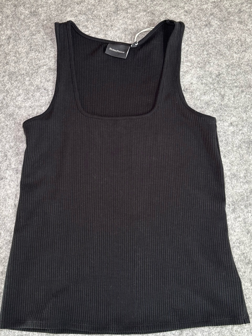 Richer Poorer Black Ribbed Square-Neck Tank